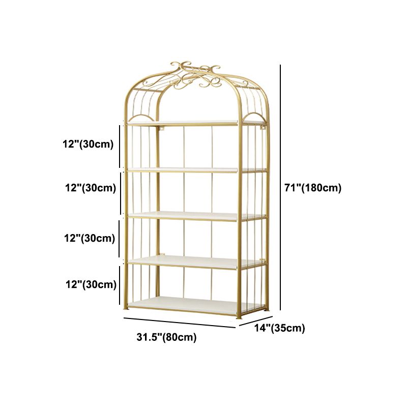 Glam Style Gold Bookshelf Metal Open Shelf Bookcase for Home