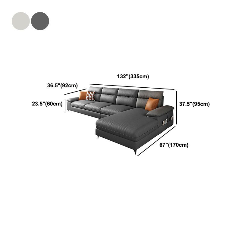 Faux Leather Sectionals with Pillow Top Arm and Cushion Back
