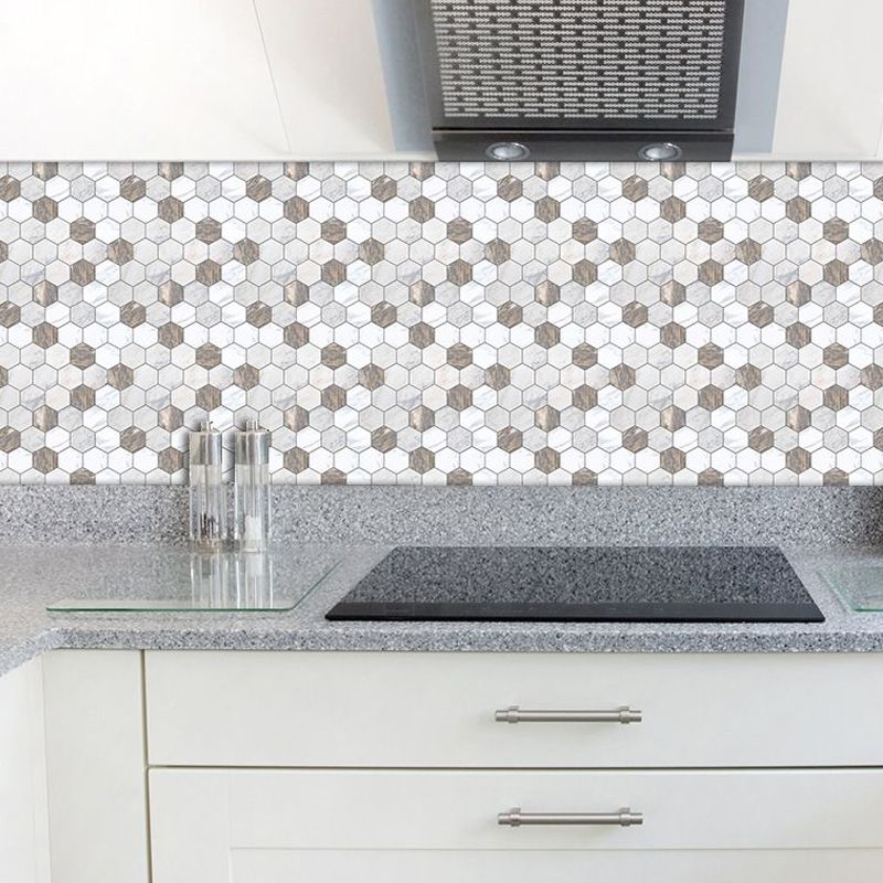 Grey Honeycomb Peel Wallpaper Panels Temporary Modern Style Kitchen Wall Decor, 50 Pcs