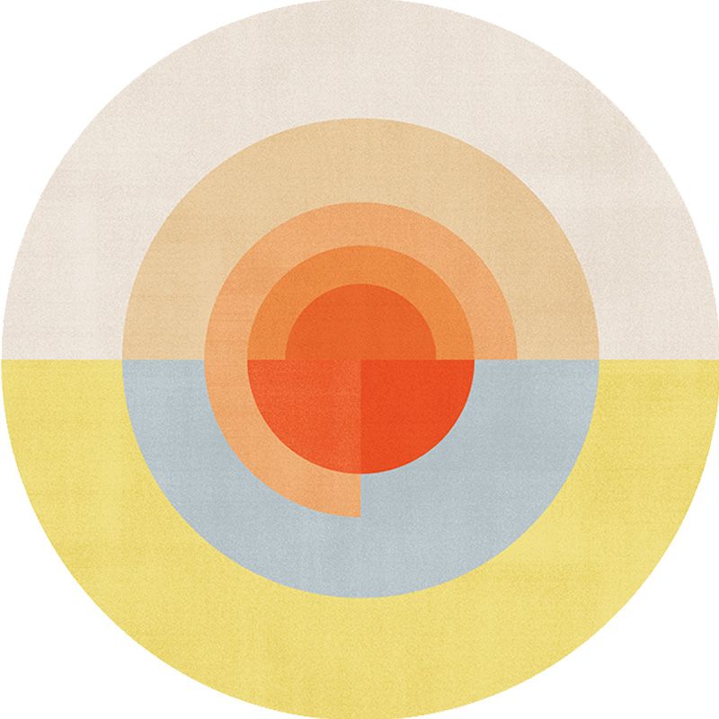 Multicolor Colorblock Circles Pattern Rug Polyester Modern Rug Washable Anti-Slip Pet Friendly Area Rug for Living Room