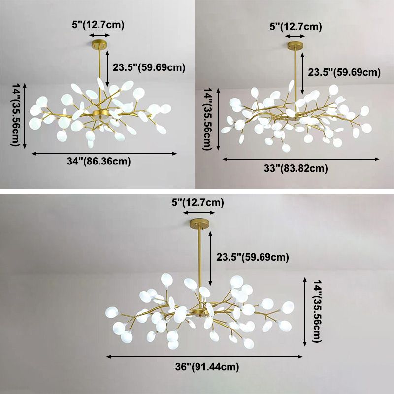 Modern Simple Fireflies Ceiling Chandelier Metal Suspension Light for Bedroom