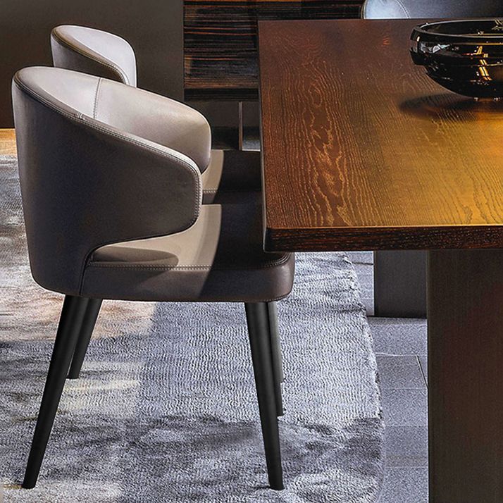 Glam Style Upholstered Side Chair Solid Back Chair with 4 Black Finish Legs