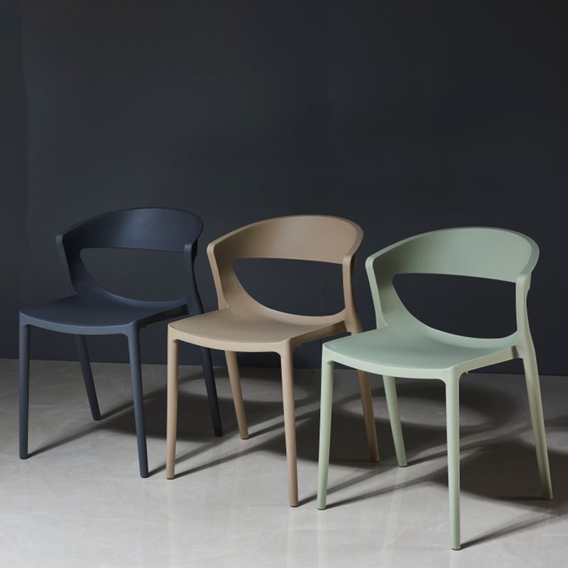 Silla de comedor de plástico de estilo contemporáneo, sillas laterales sin brazos para cocina