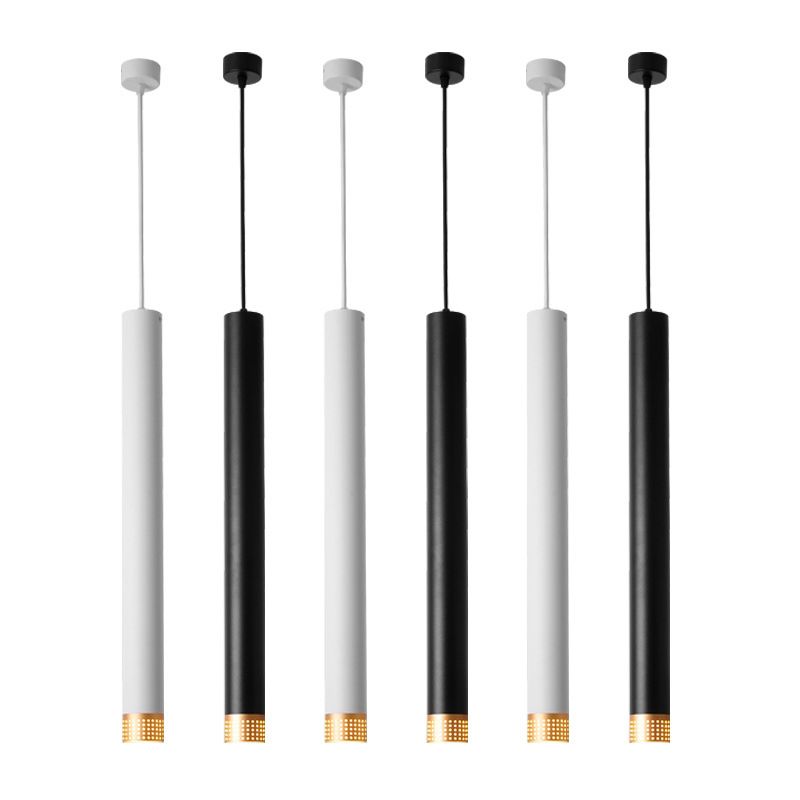 Aluminum Tube Shade Suspension Light Minimalist LED Ceiling Pendant with Beehive Design