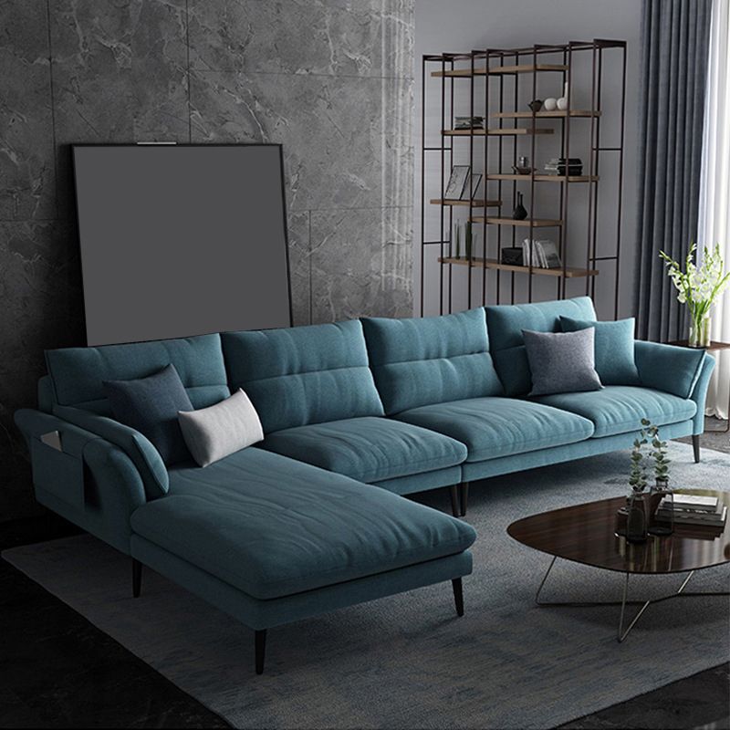Flared Arm Fabric Sectional with Storage 4-seater Sofa & Chaise