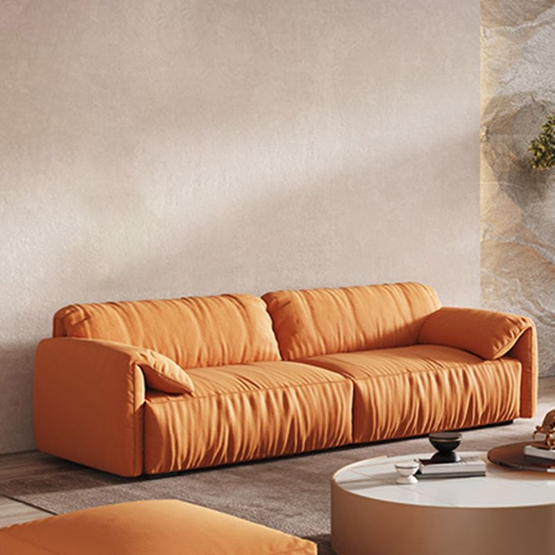 Contemporary Living Room Seating Pillow Top Arm Cushions Orange Sofa