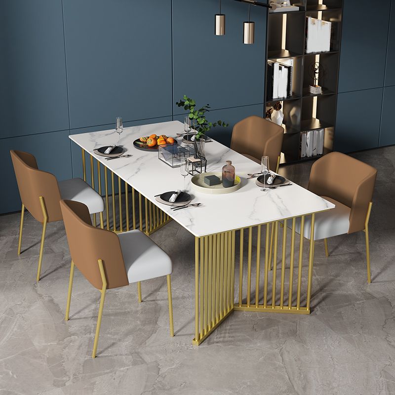 Glam 1/5 Pieces Dining Set Rectangle Stone Dining Table for Dining Room