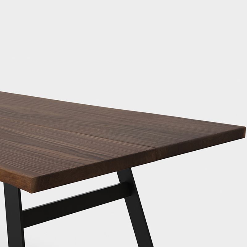 Brown Solid Wood Top Dining Table Rectangle Kitchen Dinette Table