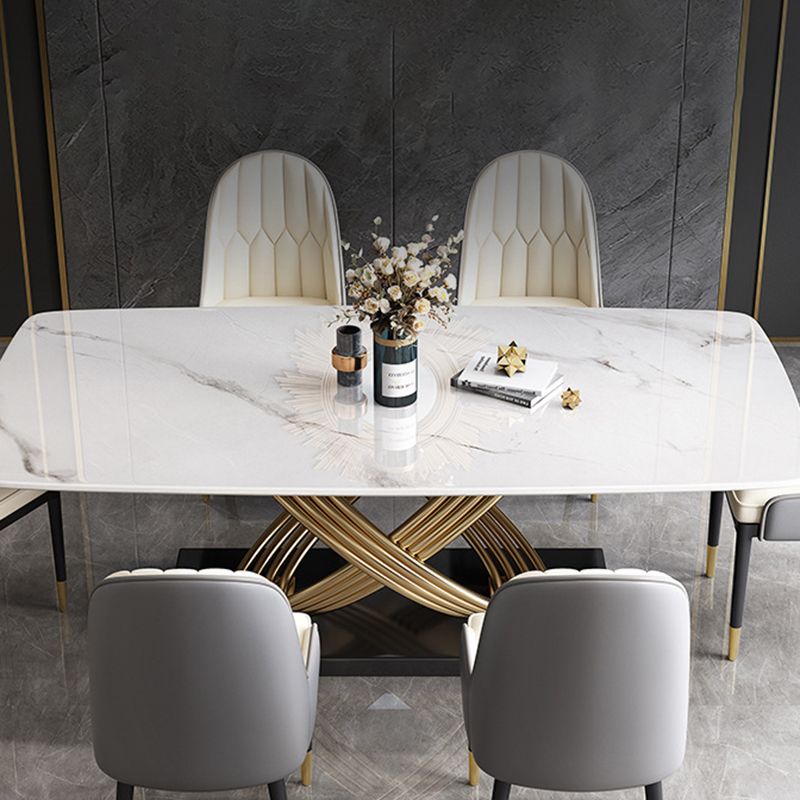 Nordic Glam Rectangle Sintered Stone Table Set 1/4/5/7 Pieces Dining Set