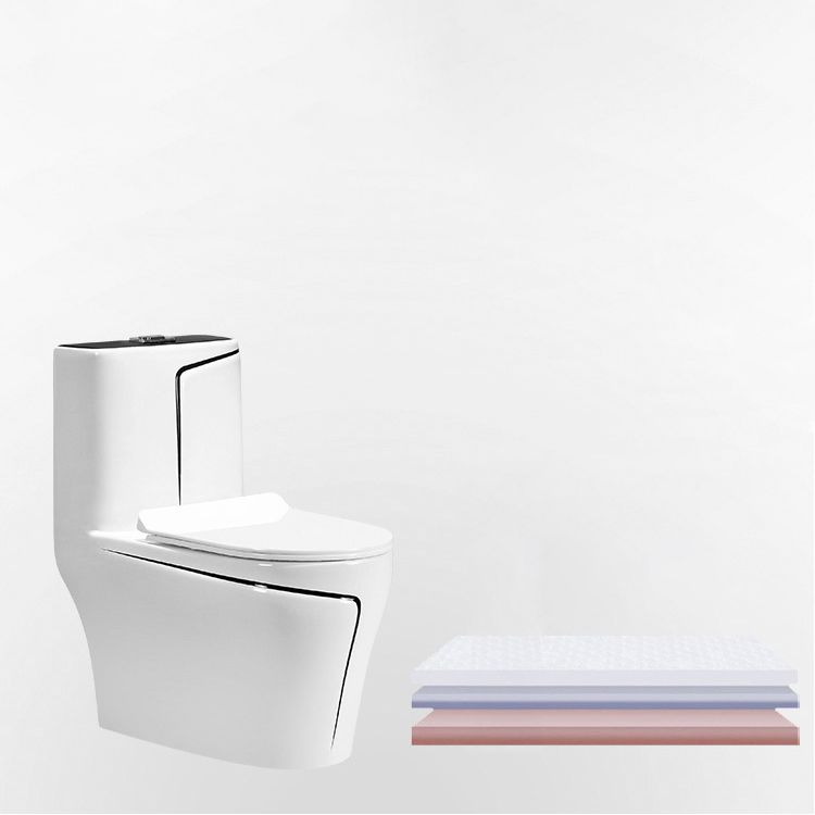 Floor Mount Flush Toilet Skirted Traditional One-Piece Toilet with Slow Close Seat