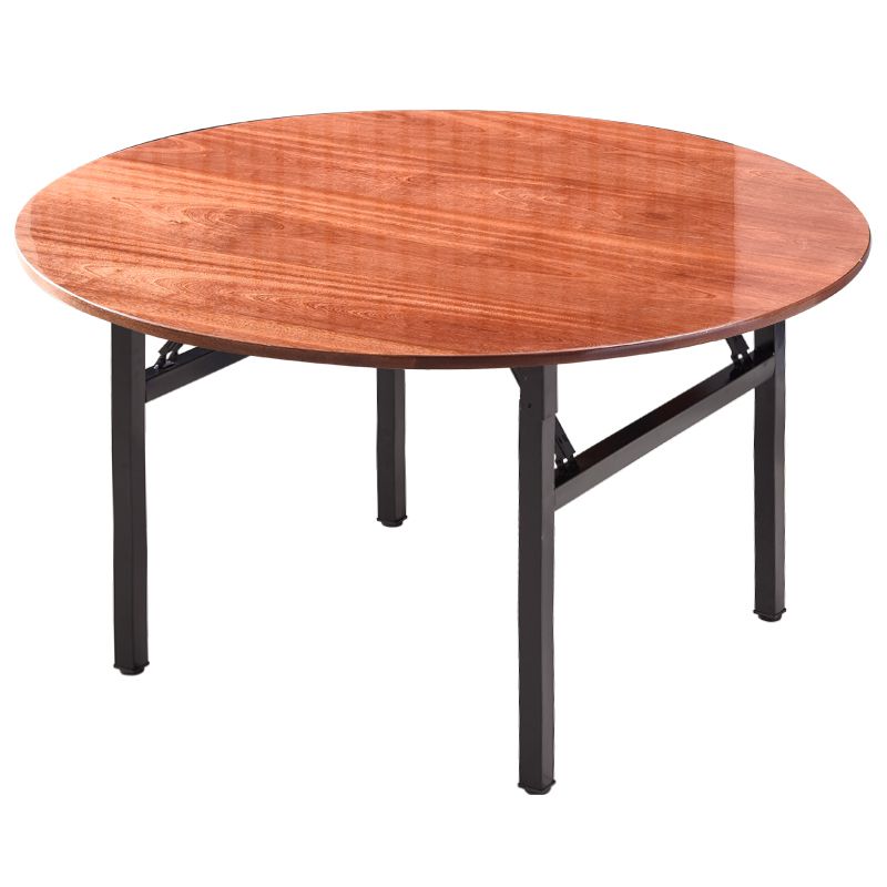 Simplicity Home Solid Wood Dining Table Round Shape Dining Table with Metallic Base