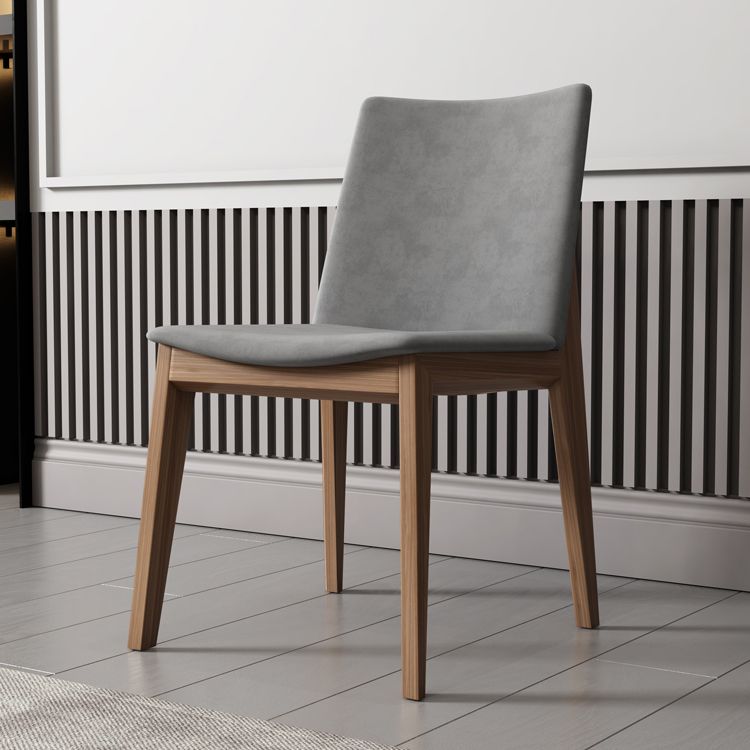 Silla de comedor gris tapizada moderna con respaldo sólido de la silla lateral de la tienda de manicura