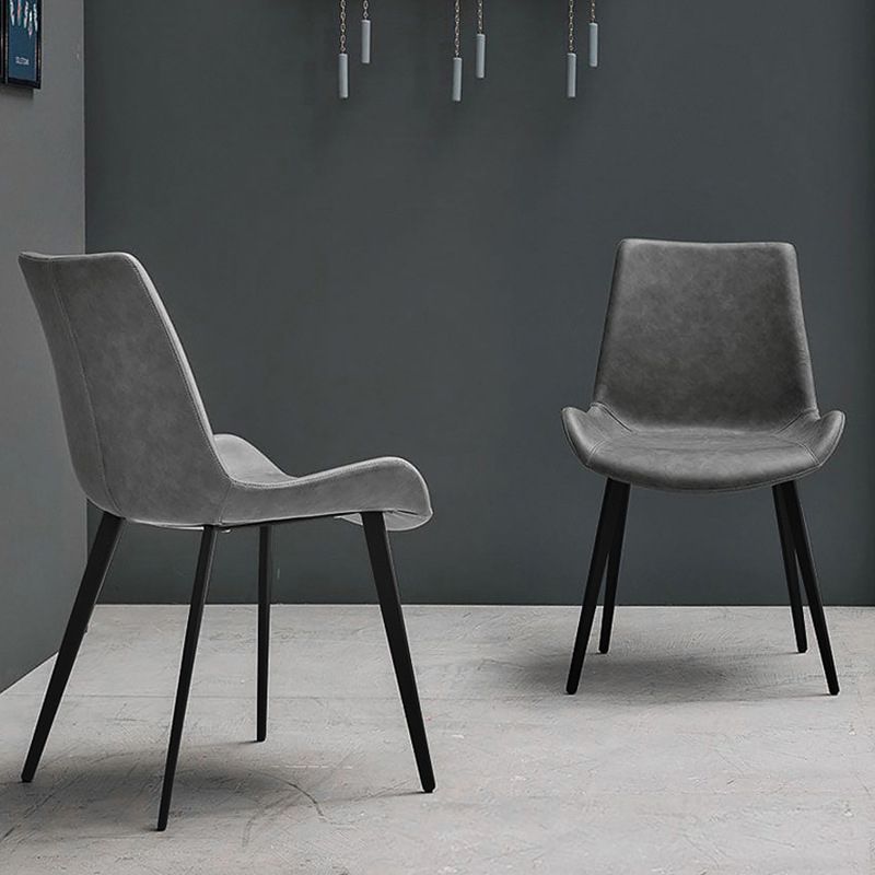 Silla de comedor tapizada de metal con respaldo sólido para interiores contemporánea (juego de 2)