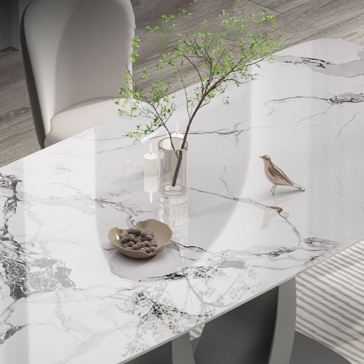 Modern 1/2/5/7 Pieces Rectangle Dining Set Sintered Stone Top Dinette Table Set