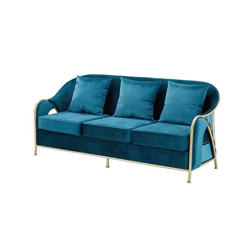 Velvet Sloped Arms Sofa with Tight Back for Living Room 34.65" H