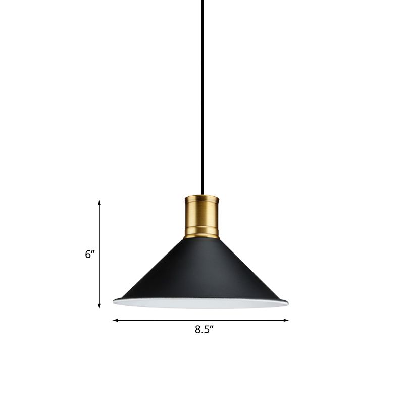 Metallic Black Finish Anhänger Beleuchtung Conic 1 Leichte industrielle Vintage -Suspension Licht für Schlafzimmer, 8,5 "/10,5" Breite