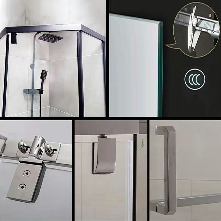 Pivot Stainless Steel Shower Enclosure Neo-Angle Clear Shower Stall