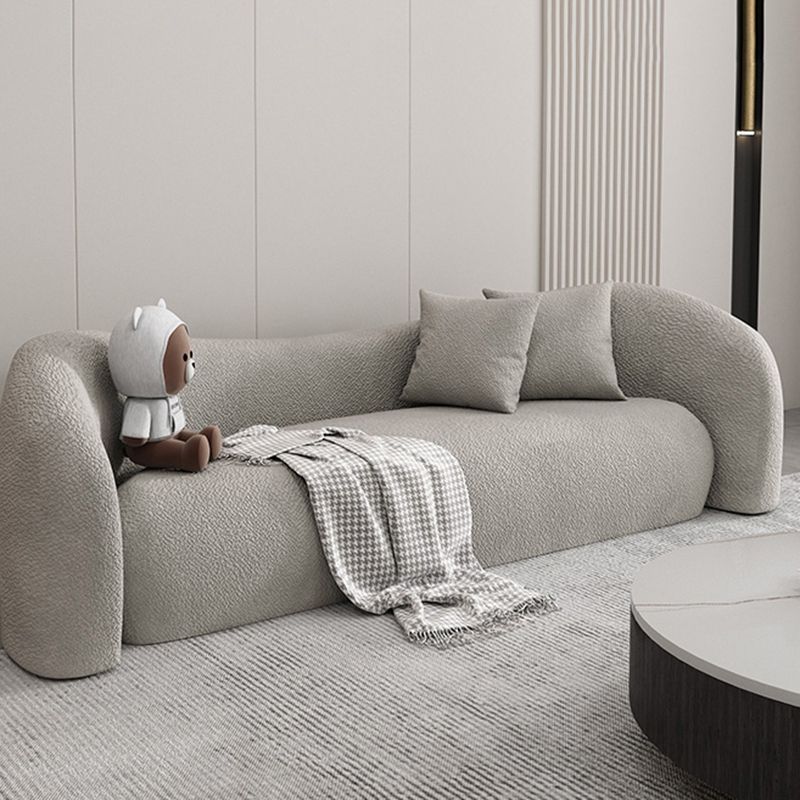 Wool Contemporary Sloped Arm Sofa Curved Sofa for Living Room, Apartment