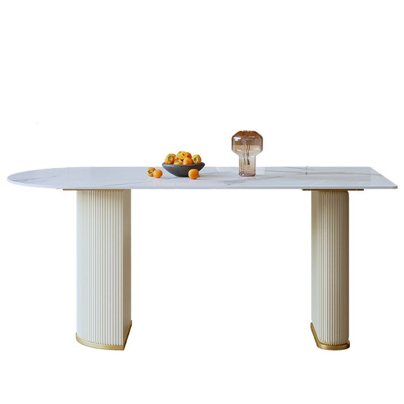 Modern Double Pedestal Dining Table Stone Table for Living Room