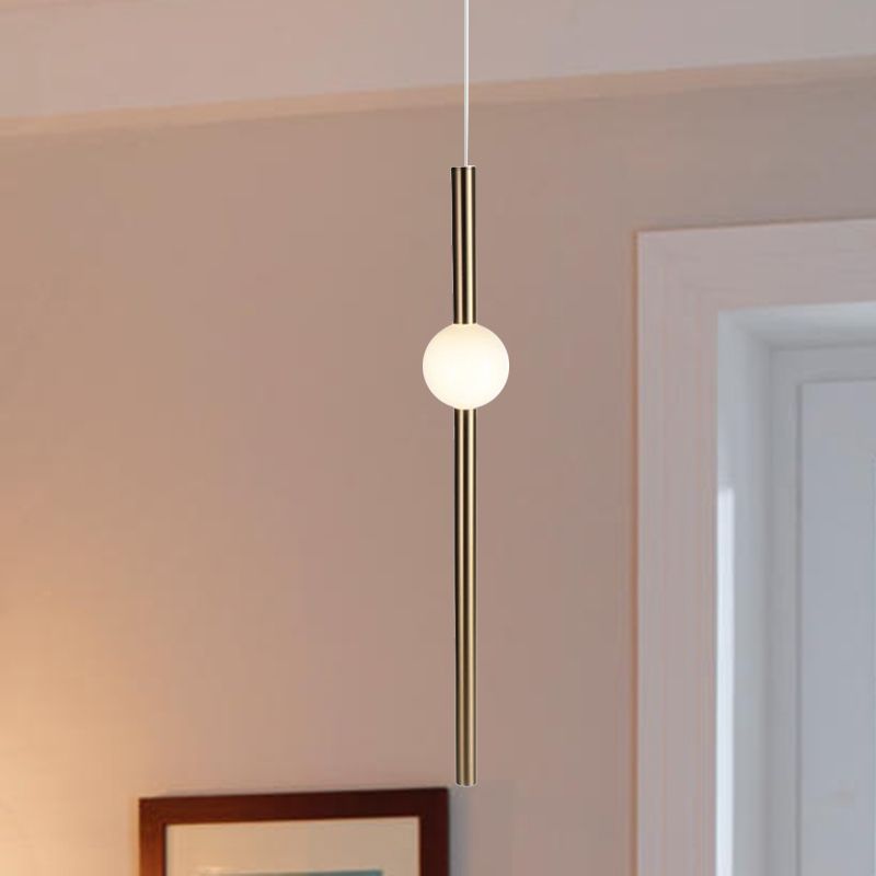 Röhrchen Weiß/Goldglas -Kronleuchterlampe Moderne 1 Lichter Gold/Weiß -LED -Decke Anhänger Licht mit horizontalem/vertikalem Design
