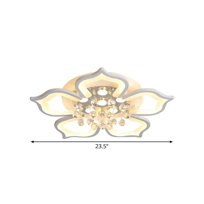 Blossom Flush Light Fixture Contemporary Acrylic LED Bedroom Ceiling Lamp in Warm/White Light with Crystal Accent