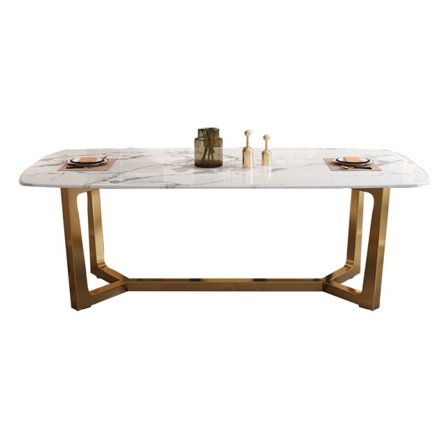Luxusstil Home Sintered Stein Esstisch Rechteckiger Form Tisch mit Trestle Basis