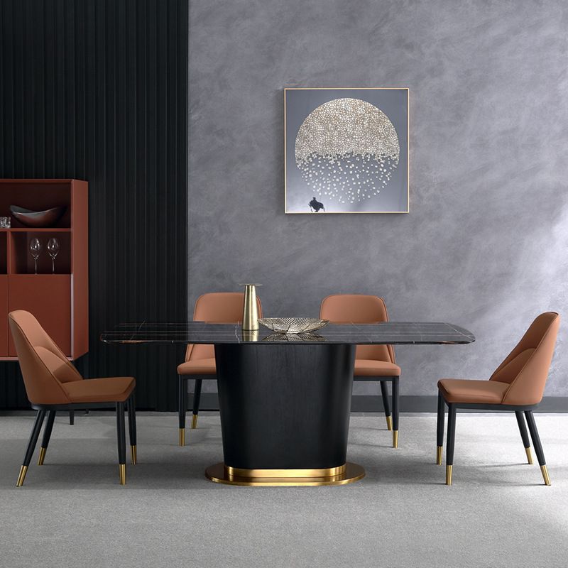 Glam Upholstered Dining Chairs Faux Leather Kitchen Dining Chair in Orange