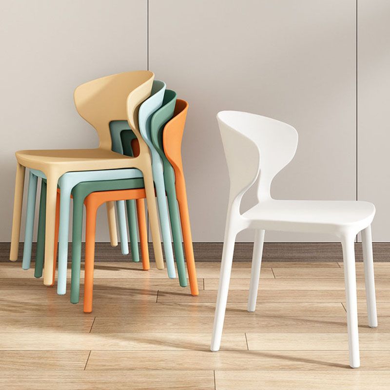 Sillas de comedor estilo Glam, silla lateral sin brazos de comedor de plástico para cocina