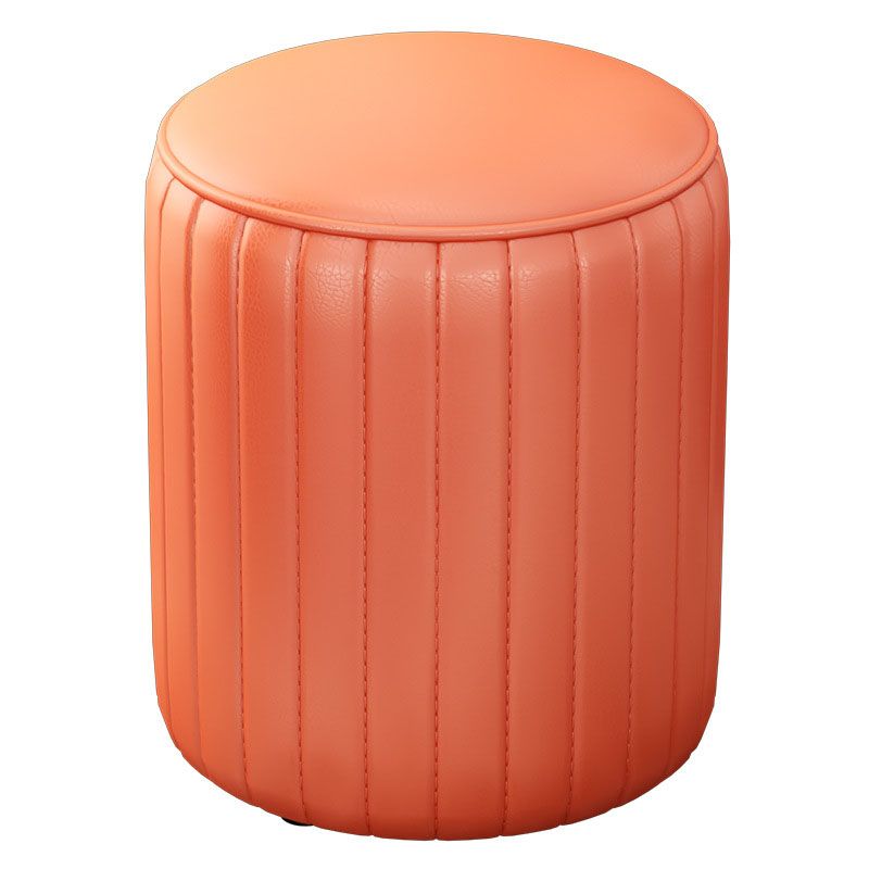 Solid Color Leather Standard Stool Modern Style Simple Round Cushion Stool