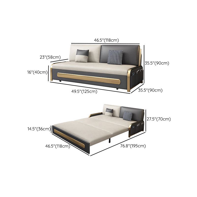 Contemporary 35.43" H Faux Leather Armless Sofa Bed For Living Room