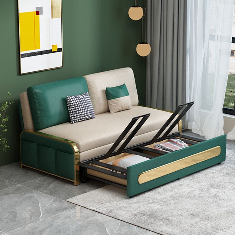 30.70" Wide Sofa Bed Faux leather Sleeper Sofa with Upholstered and Storage Box