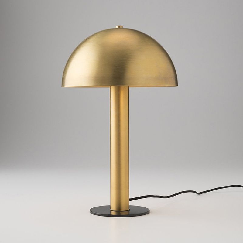 Gold Finish Mushroom Night Table Light Post-Modern Iron Desk Lamp with Plug In Cord