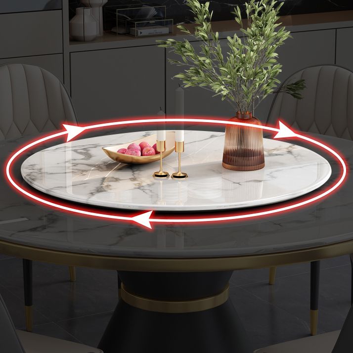 Round Modern Style Sintered Stone Dining Table Furniture with Metallic Base
