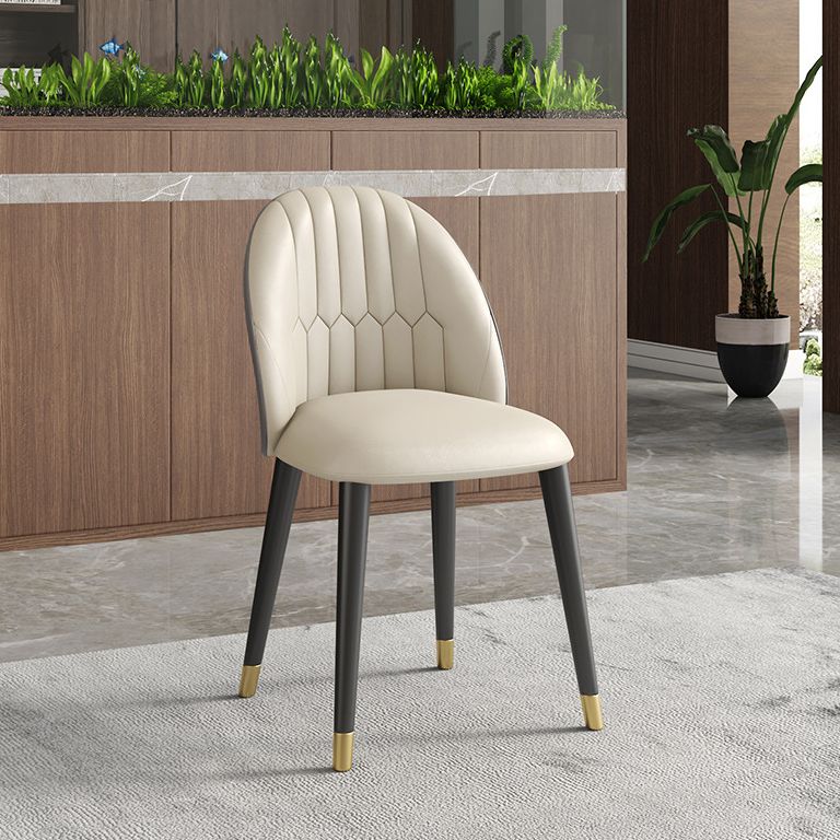 Contemporary Style Sintered Stone Dining Set with White Table and 4 Black Legs Base