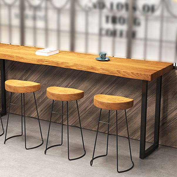 Specialty Brown Modern Style Bar Table Solid Wood and Iron Coffee Shop Bar Table