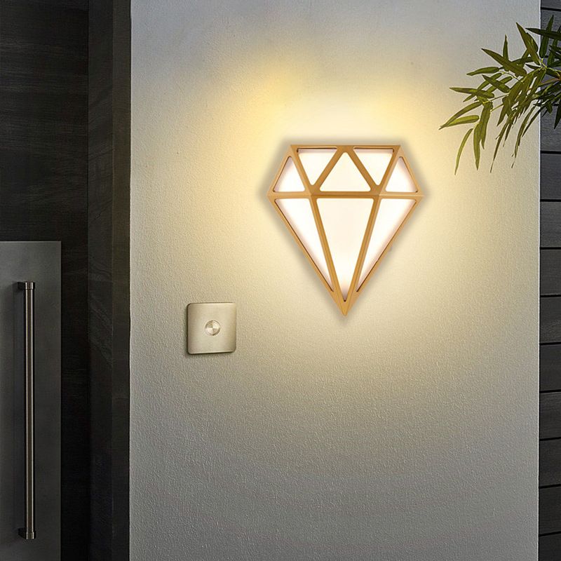 Modern Metal Wall Sconce Simple Wall Light with Plastic Shade for Bedroom