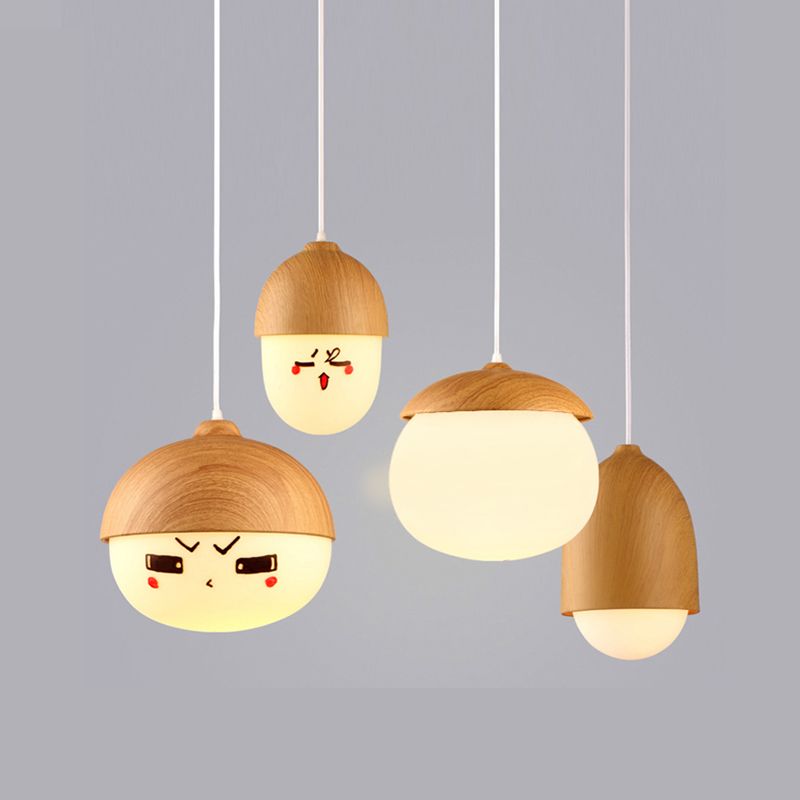 LAMPE DE TRAPLE DE FINE DE BOIS NORDIQUE 1-LIGHT BLANC SUSPENSION SUSPENSION POUR CAFE