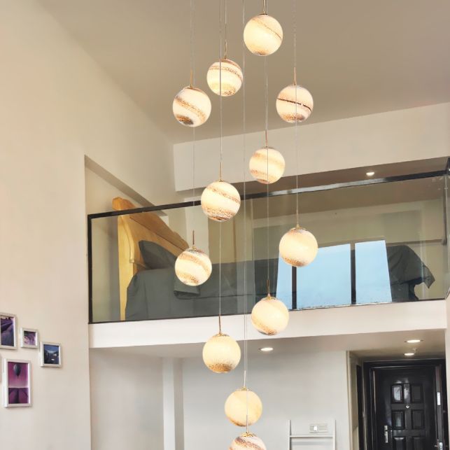 Noordse stijl planeet meerdere lichte hanger vlek glas 12-head trap hangend licht