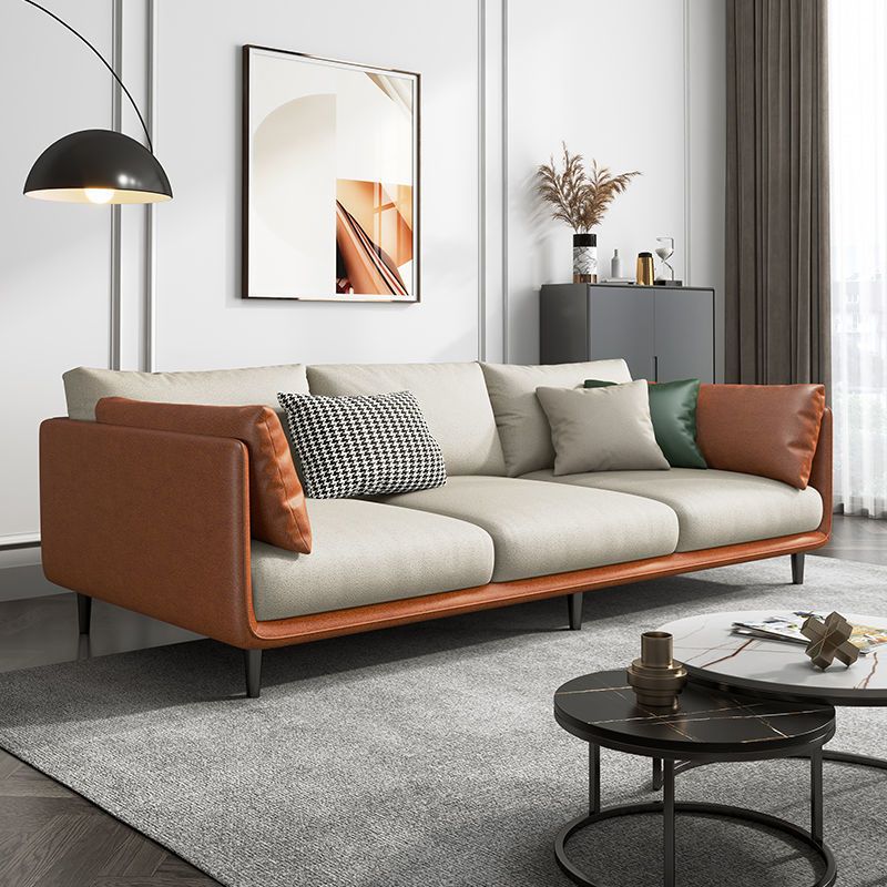 Modern Style Square Armrest Sponge Cushions Fill The Green and White/orange and White Sofa