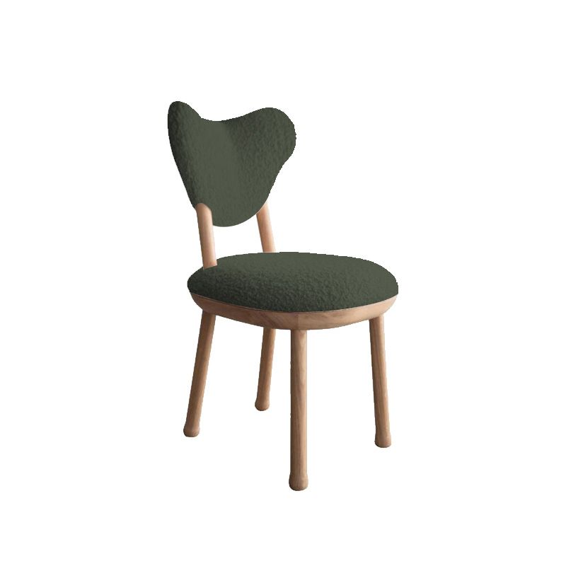 Nordic Tight Back Armless Chair Wool Accent Chair with Basic Four Legs