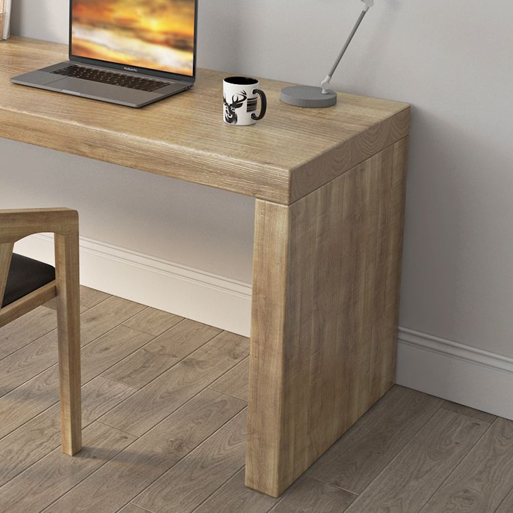 23.6" Wide Contemporary Office Desk Natural Solid Wood Writing Desk