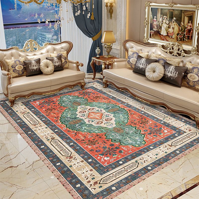 Moroccan Parlor Rug Multi Colored Geometric Patterned Area Carpet Polypropylene Anti-Slip Easy Care Rug