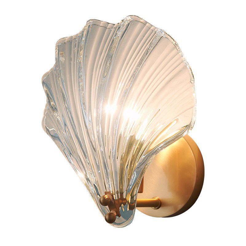 Single Golden Contemporary Glass Unique Shaded Bathroom Vanity Light