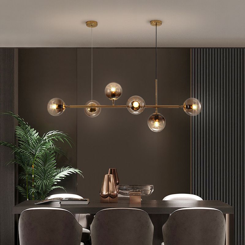 Modern Island Lighting Fixture Glass Ball Shade Hanging Light for Dining Room