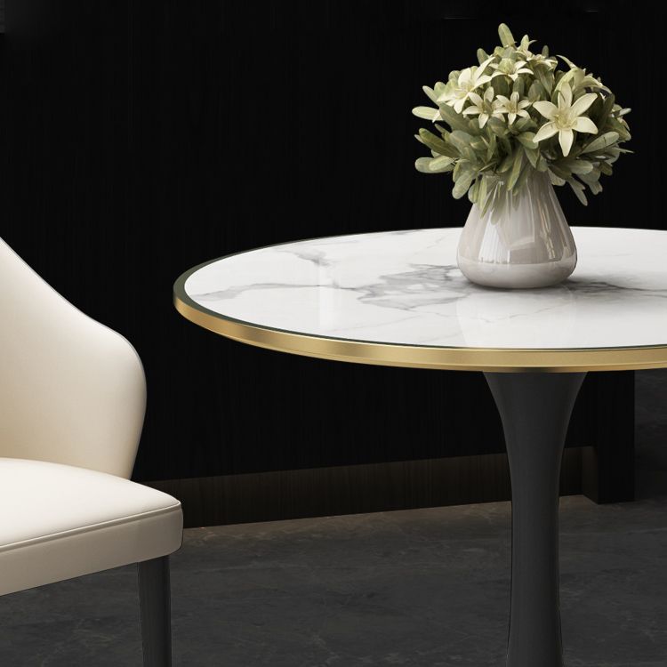 Tavolo da pranzo di lusso tradizionale da 31,5 '"tavolo rotondo con base di tulipani in metallo