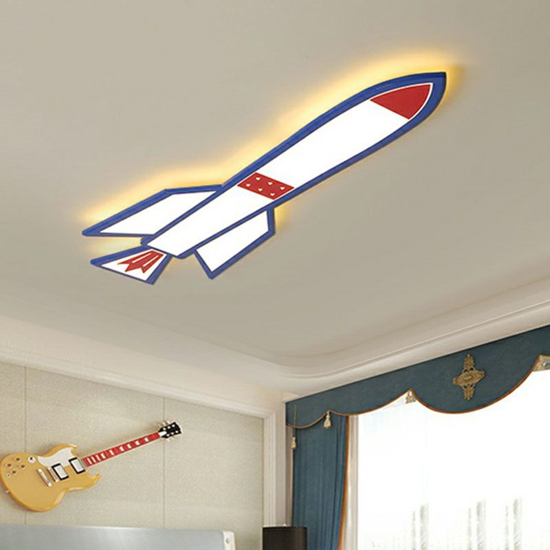 Rocket Child Room Lampada da soffitto a LED con montaggio a incasso Semplicità in acrilico Lampada da soffitto con montaggio a incasso in blu
