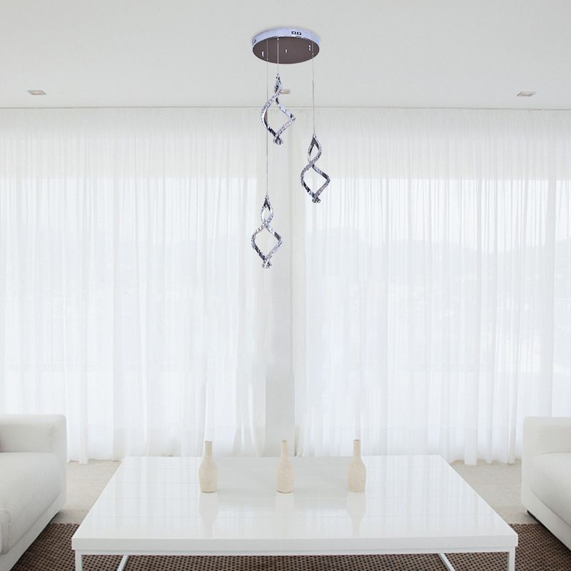 Colgante de clúster en forma de níquel Estilo moderno 3 luces 3 luces de cristal iluminación con luz cálida/blanca