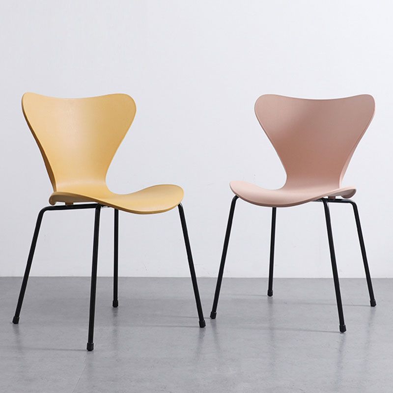 Home Wingback Dining Armless Chairs Indoor Dining Side Chairs with Metal Legs