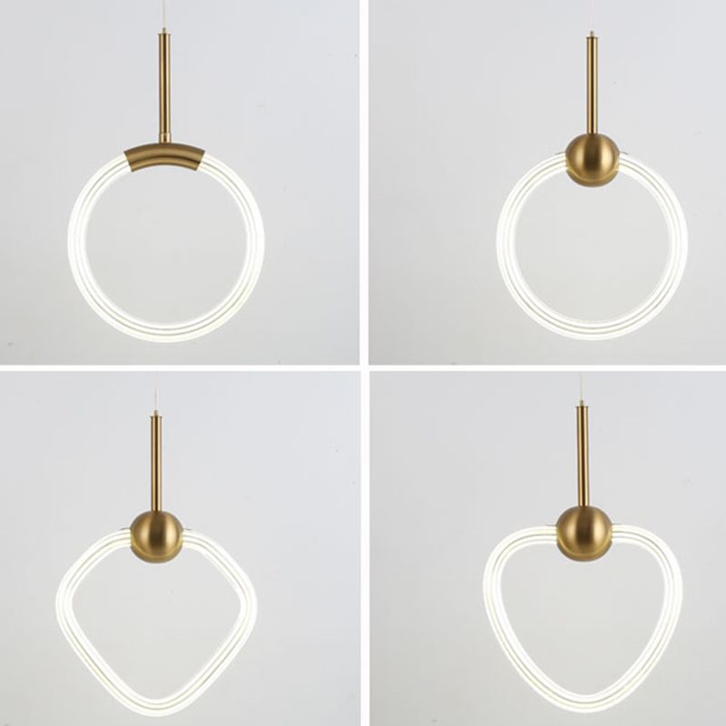 Modern Gold Pendant Light Metal Geometric Hanging Pendant for Living Room