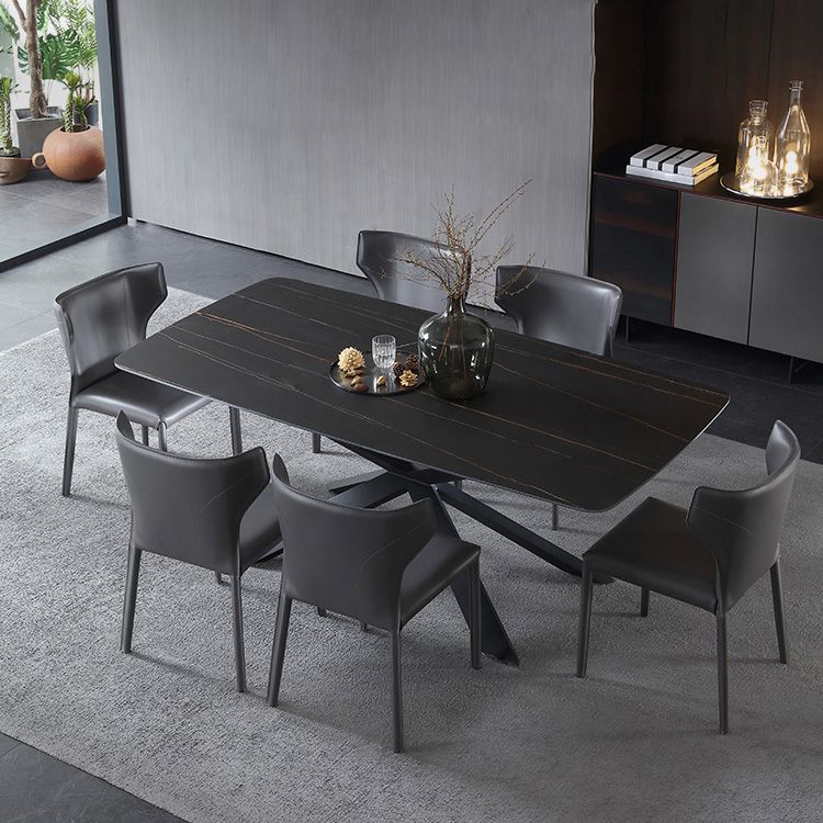 Silla lateral moderna con respaldo de orejas, silla de cuero con acabado mate para comedor